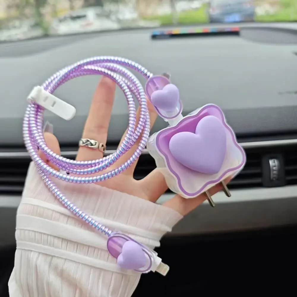 Purple Heart iPhone Charger Cover Cable Protectors P71